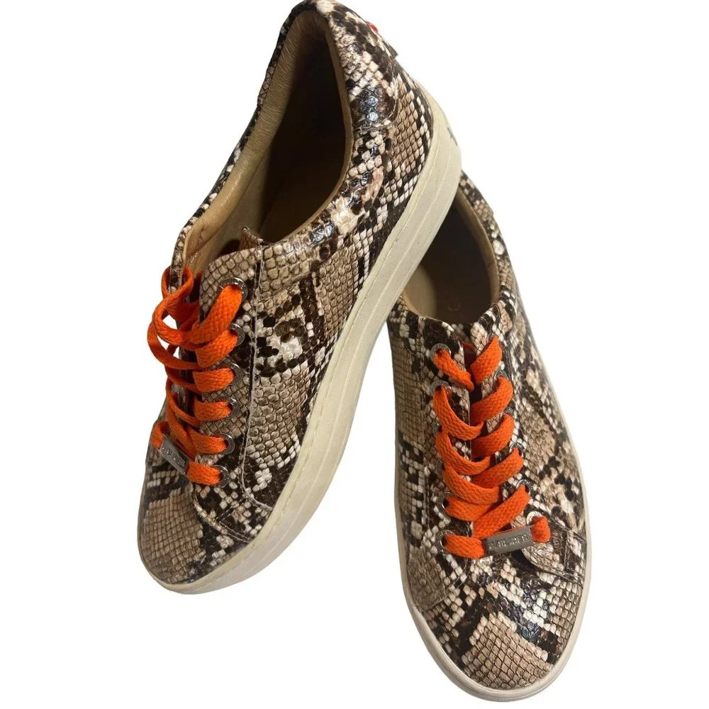 J Slides Hilton Snakeskin Brown Leather upper Platform Womens Sneakers Sneaker